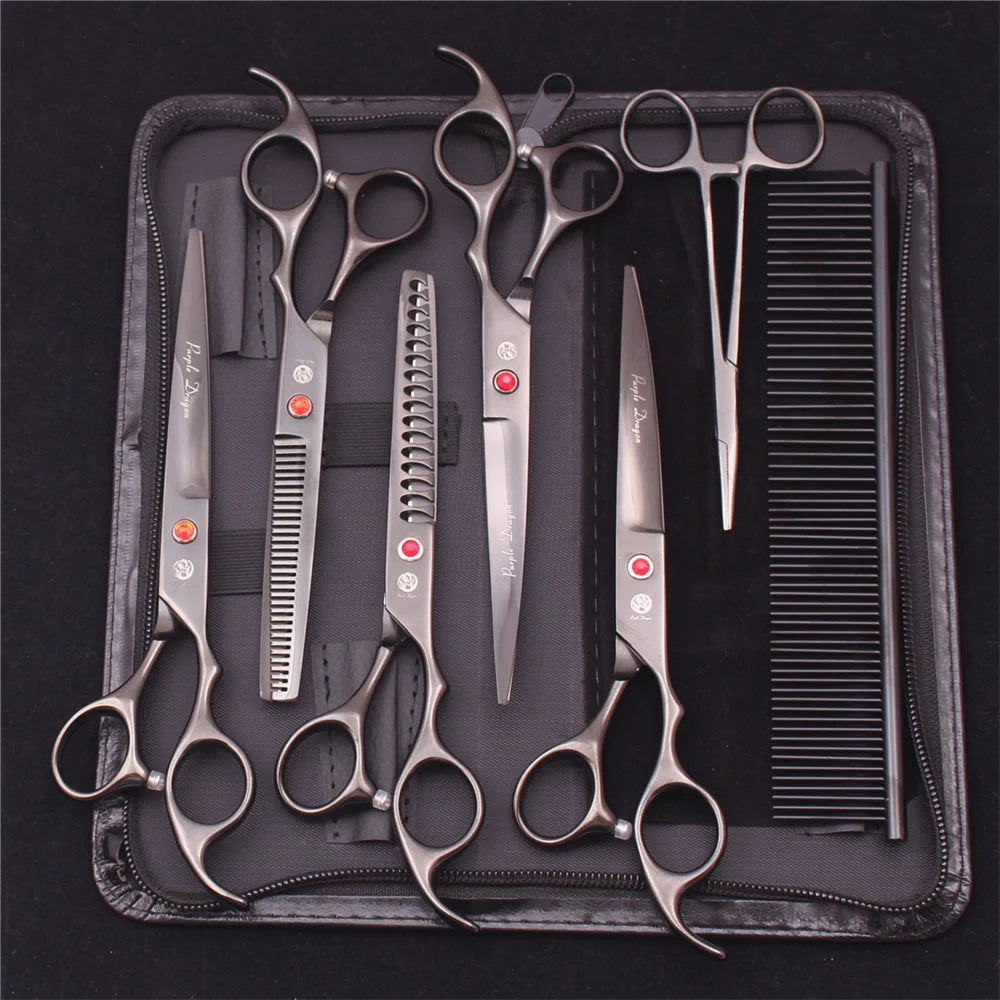 Pet Grooming Scissors Set Stainless Steel Straight & Thinning