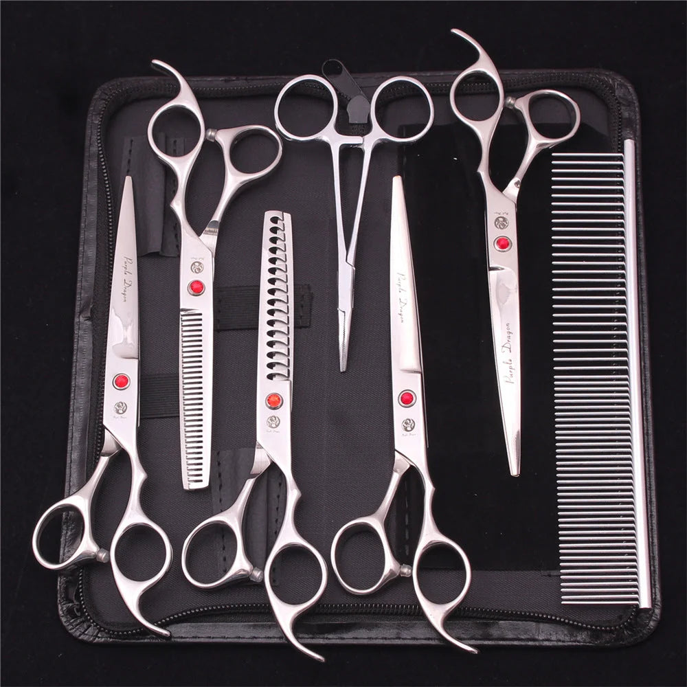 Pet Grooming Scissors Set Stainless Steel Straight & Thinning