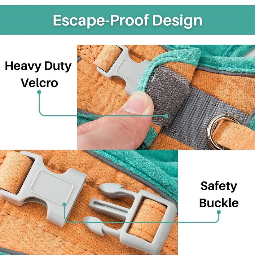 Pet Harness and Leash Reflective Suede Secure Buckle