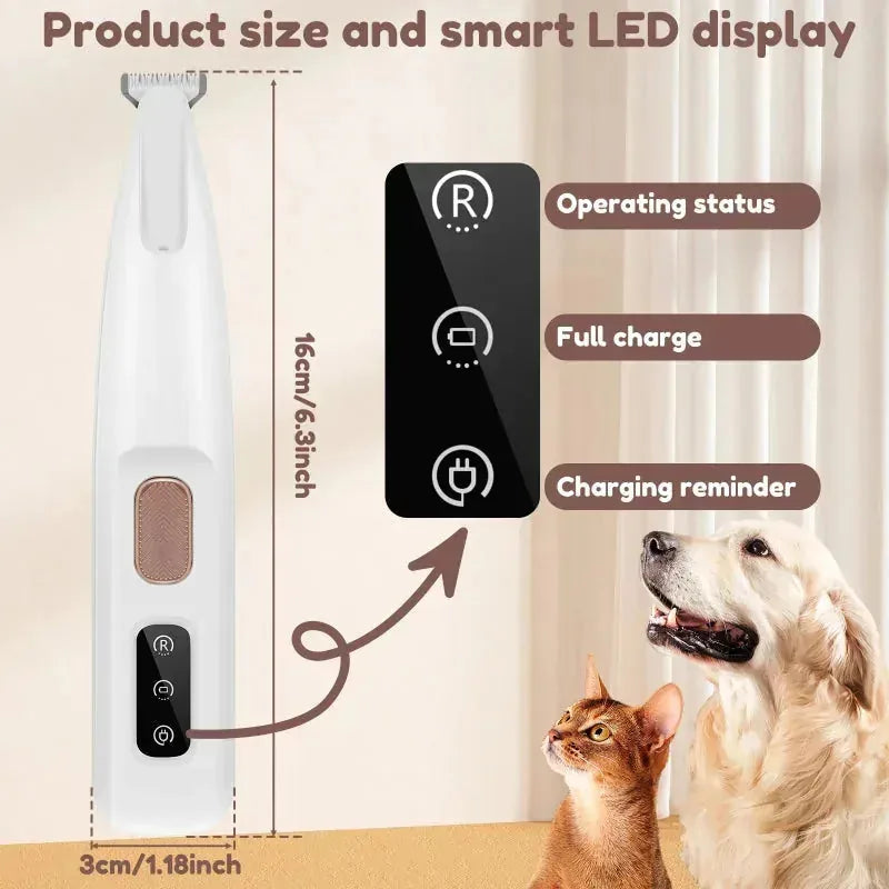 Pet Paw Trimmer LED Light & Waterproof Rechargeable Design