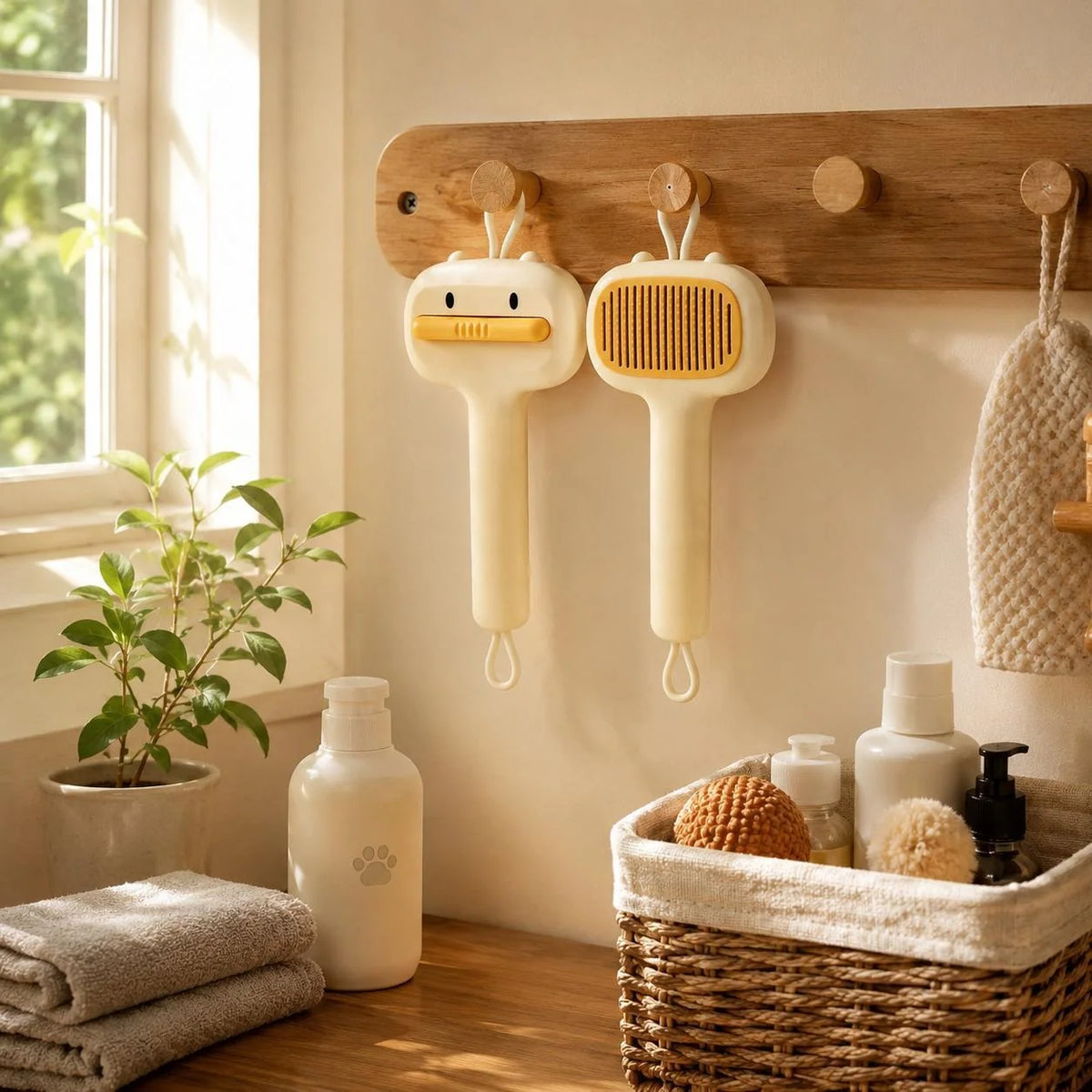 Pet Slicker Brush Self-Cleaning Rounded Pin Tips