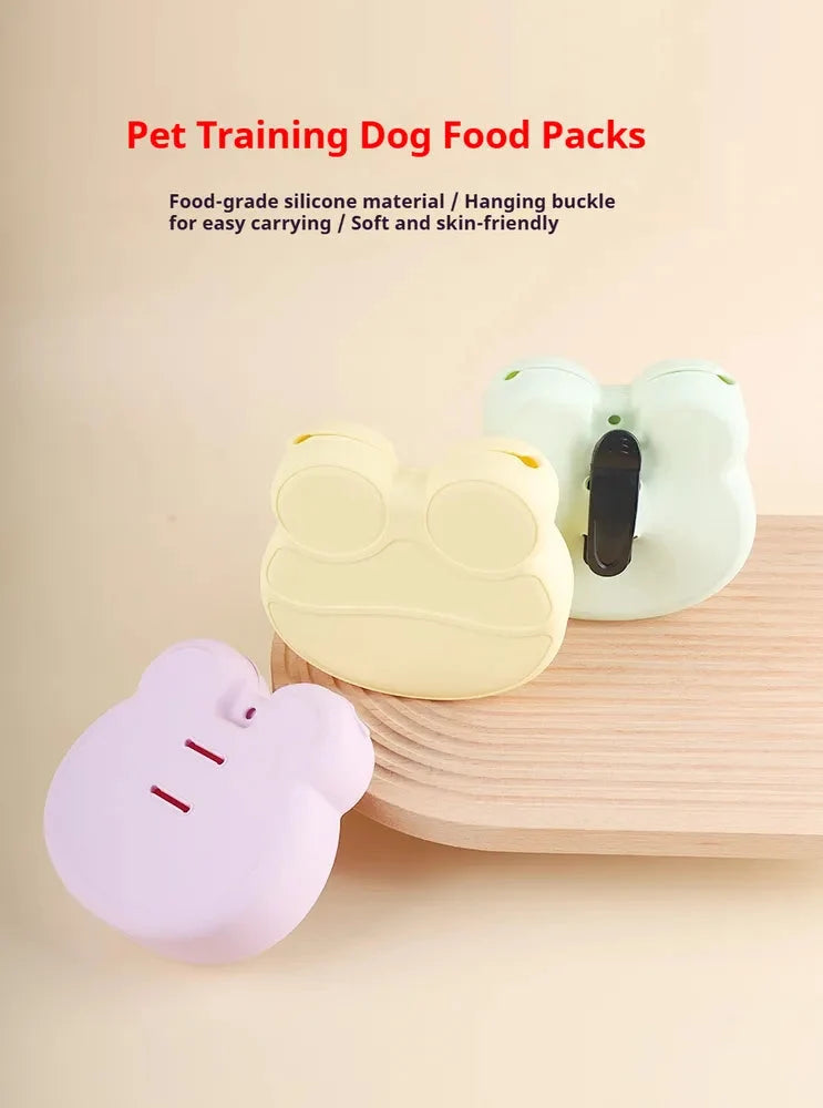 Pet Treat Pouch Food-Grade Silicone Squeeze-Open Clip-On