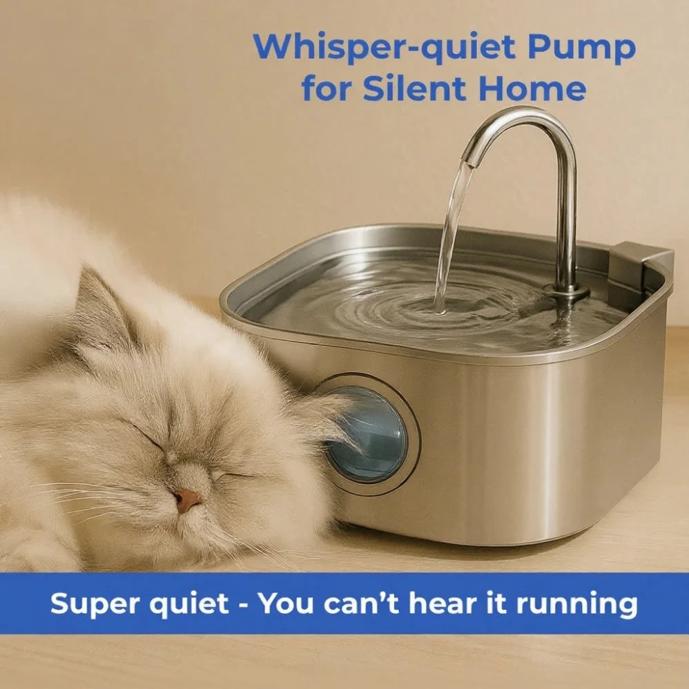 Pet Water Fountain 5-Stage Filtration Stainless Steel Whisper-Quiet