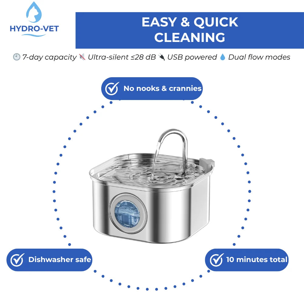 Pet Water Fountain 5-Stage Filtration Stainless Steel Whisper-Quiet