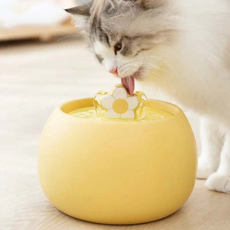 Pet Water Fountain Ceramic Filtered Flowing Water