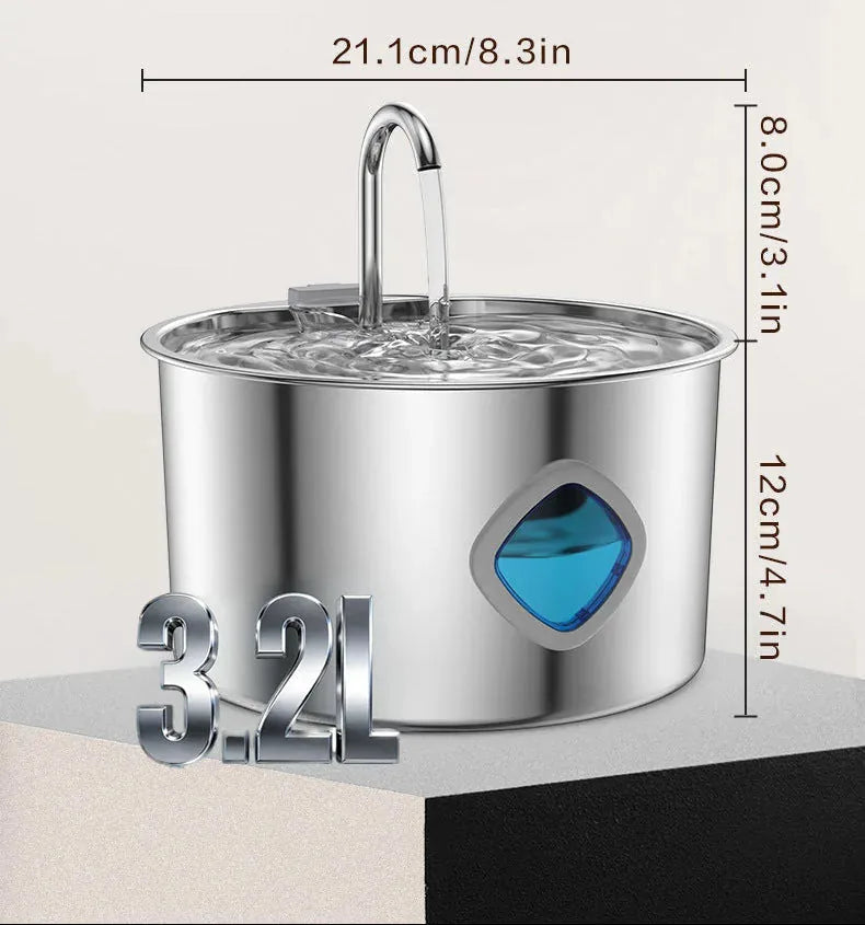 Pet Water Fountain Stainless Steel Triple-Stage Filtration Quiet Pump