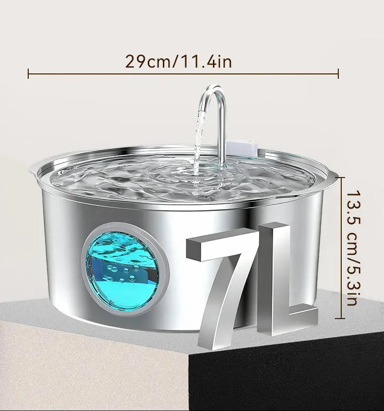 Pet Water Fountain Stainless Steel Triple-Stage Filtration Quiet Pump