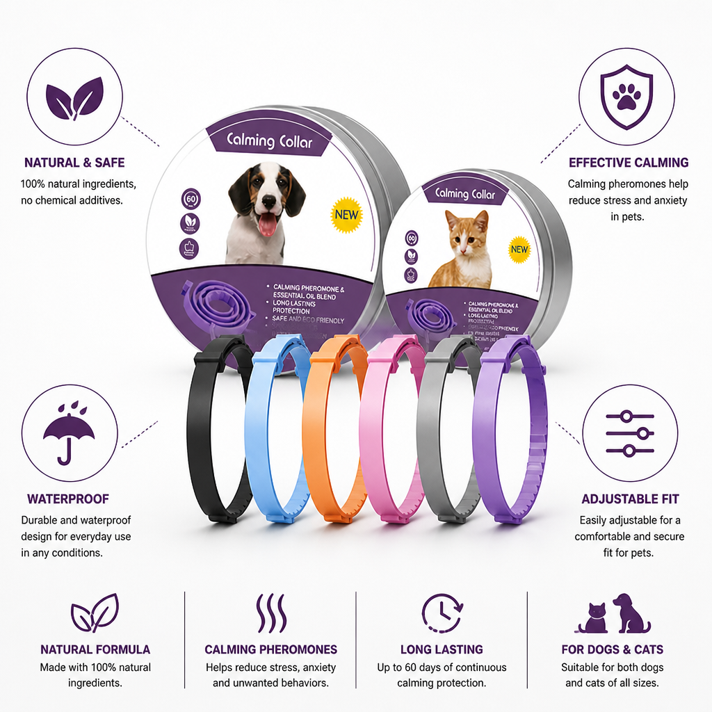 Pheromone-Infused Waterproof Adjustable Calming Collar (Dog & Cat)