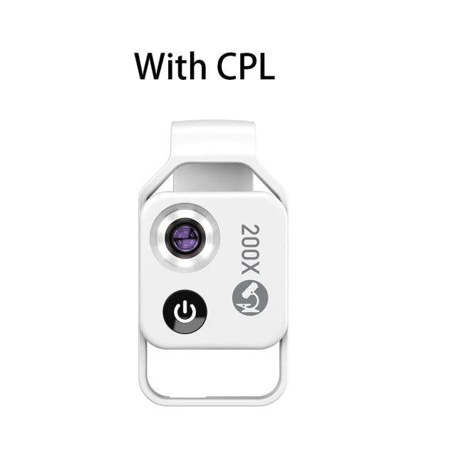 Phone Camera Lens Clip-On 200x Magnification with LED Light