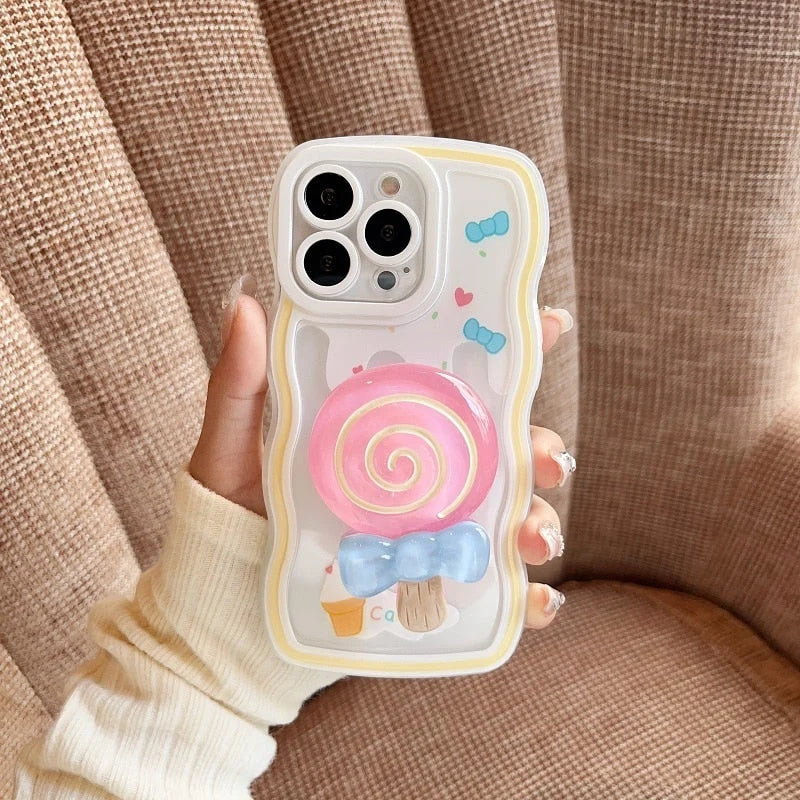 Phone Case 3D Heart Design Drop & Shock Resistant TPU Silicone
