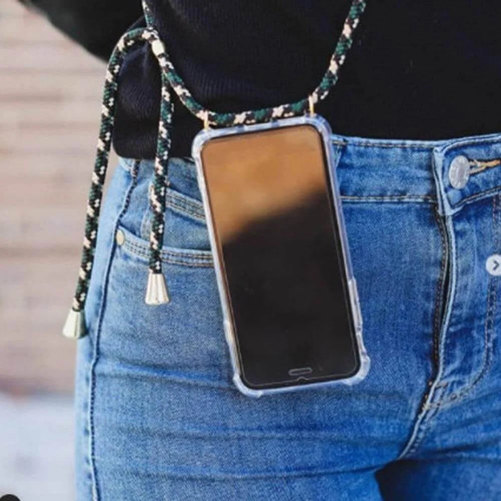Phone Case Clear TPU Shoulder Strap Shock-Resistant