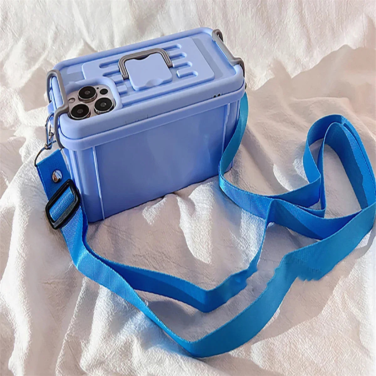 Phone Case Crossbody Soft Silicone Detachable Strap Storage Compartment