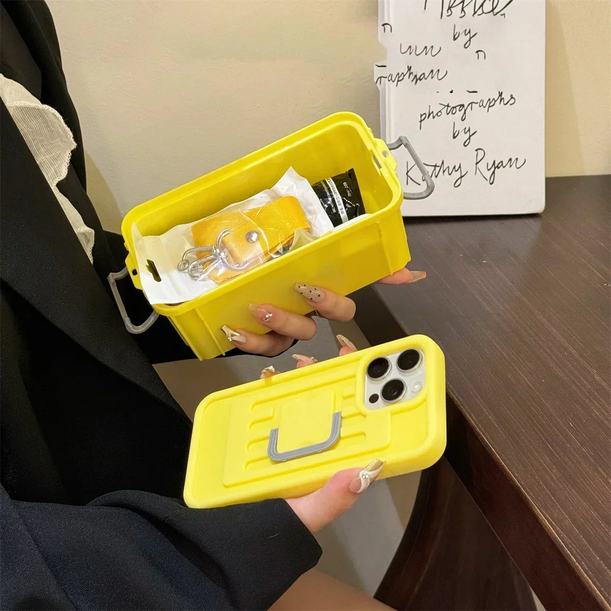 Phone Case Crossbody Soft Silicone Detachable Strap Storage Compartment
