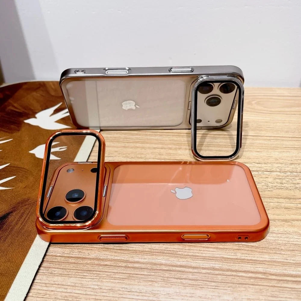 Phone Case Foldable Camera Stand Glass Camera Protection