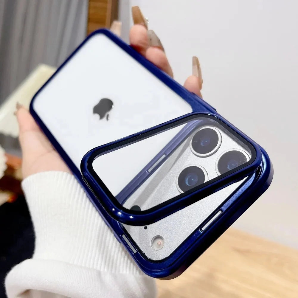 Phone Case Foldable Camera Stand Glass Camera Protection