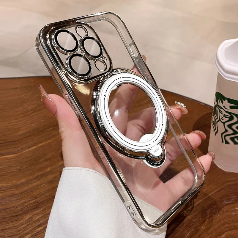Phone Case Glitter Finish Magnetic Attachment Built-In Kickstand