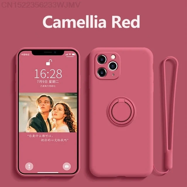 Phone Case Liquid Silicone 360° Rotating Ring Stand Magnetic Mount Compatible with iPhone