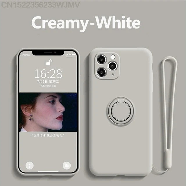Phone Case Liquid Silicone 360° Rotating Ring Stand Magnetic Mount Compatible with iPhone