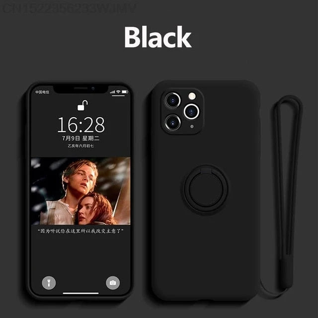 Phone Case Liquid Silicone 360° Rotating Ring Stand Magnetic Mount Compatible with iPhone