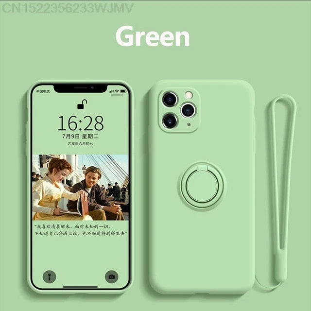 Phone Case Liquid Silicone 360° Rotating Ring Stand Magnetic Mount Compatible with iPhone