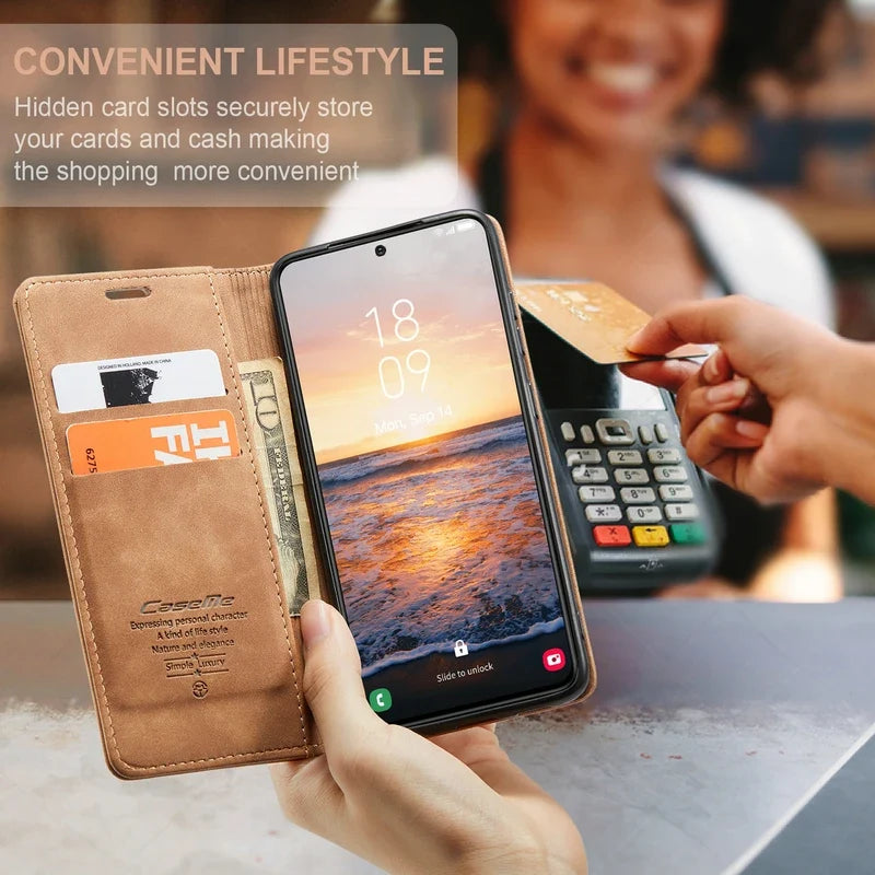 Phone Case Magnetic Flip Cover Card Holder & Adjustable Stand