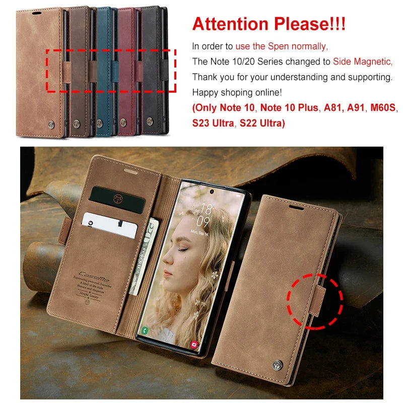 Phone Case Magnetic Flip Cover Card Holder & Adjustable Stand