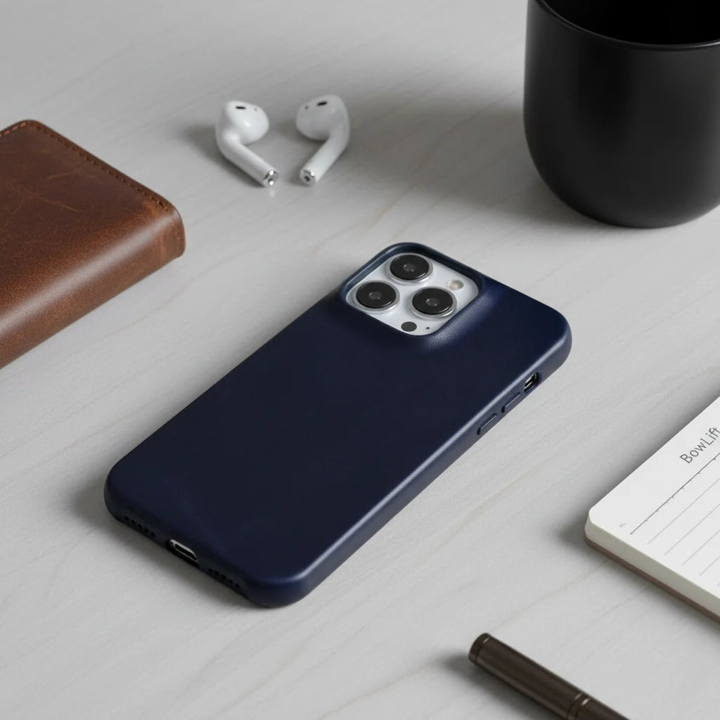 Phone Case Oiled Leather Shock-Absorbing Magnetic Ring