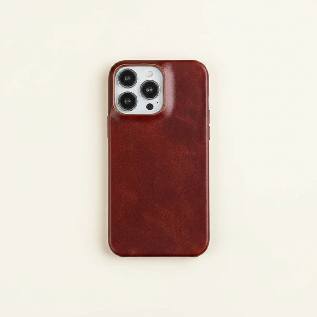 Phone Case Oiled Leather Shock-Absorbing Magnetic Ring