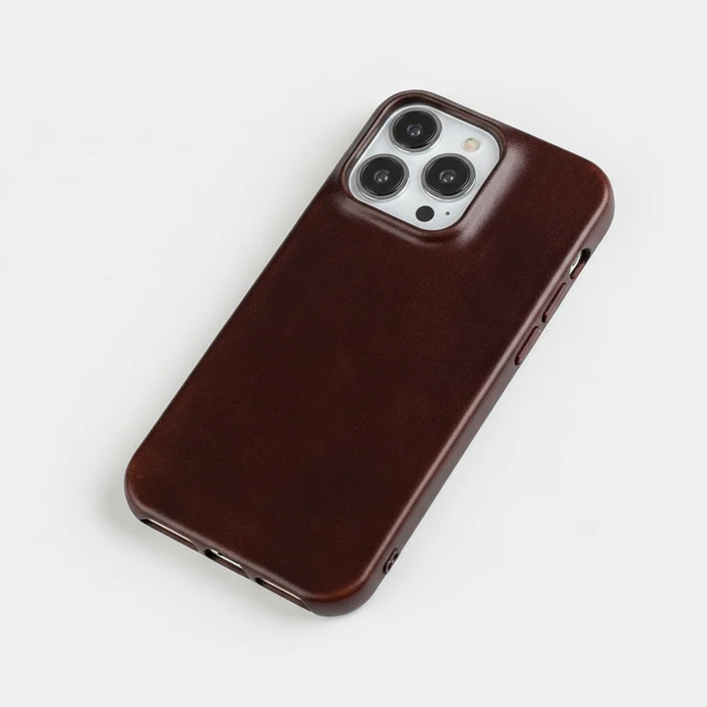 Phone Case Oiled Leather Shock-Absorbing Magnetic Ring