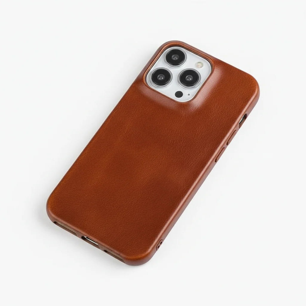Phone Case Oiled Leather Shock-Absorbing Magnetic Ring