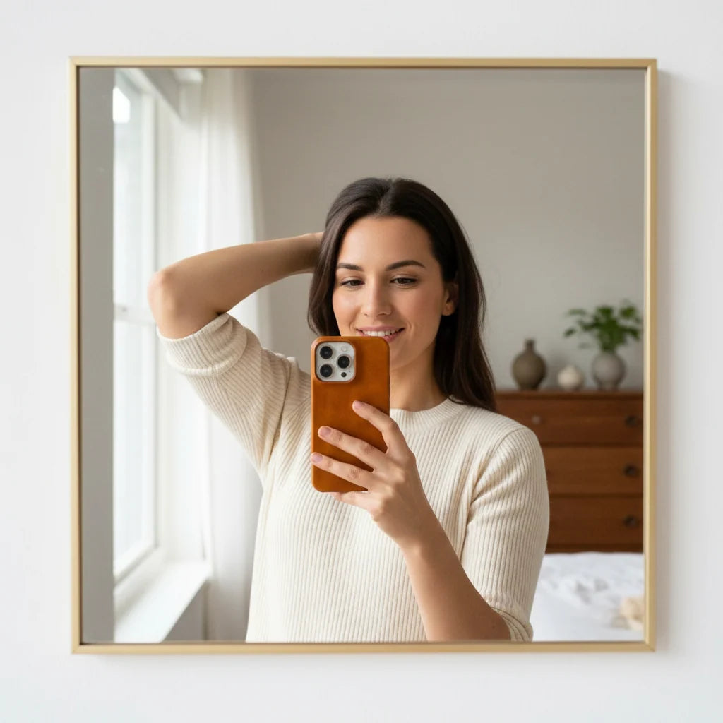 Phone Case Oiled Leather Shock-Absorbing Magnetic Ring