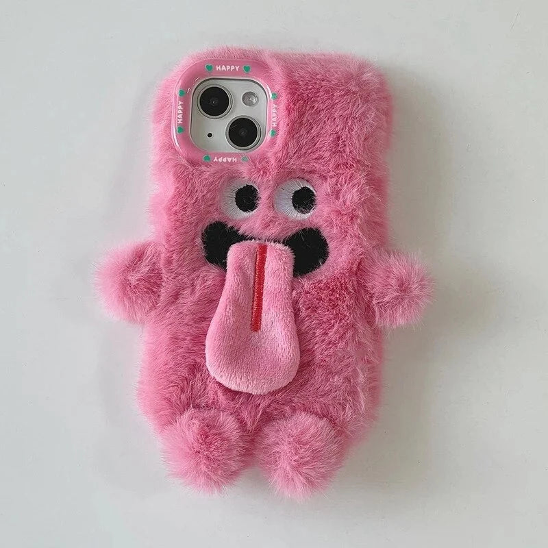 Phone Case Plush Twin Monster Design Strap Included