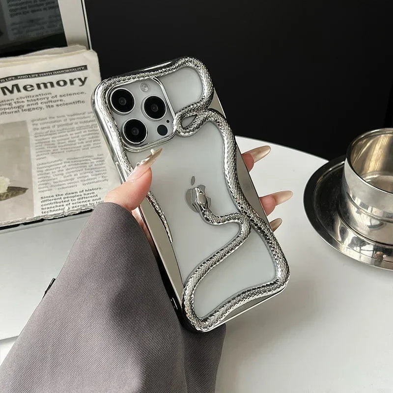 Phone Case Retro Snake Pattern Shock-Absorbing Silicone