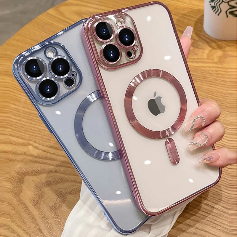 Phone Case Silicone Magnetic Charging Compatible Camera Lens Protection