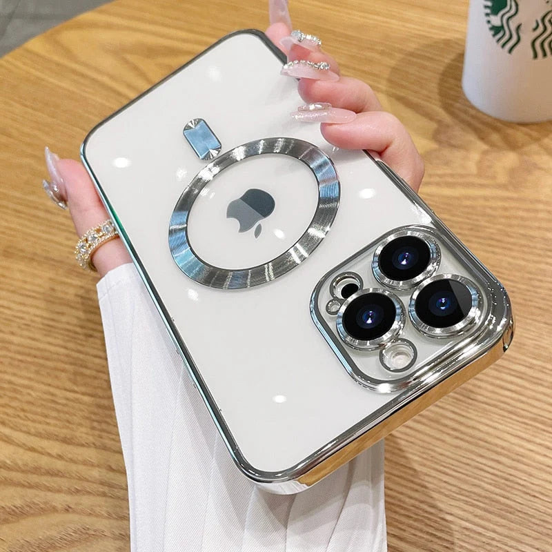 Phone Case Silicone Magnetic Charging Compatible Camera Lens Protection