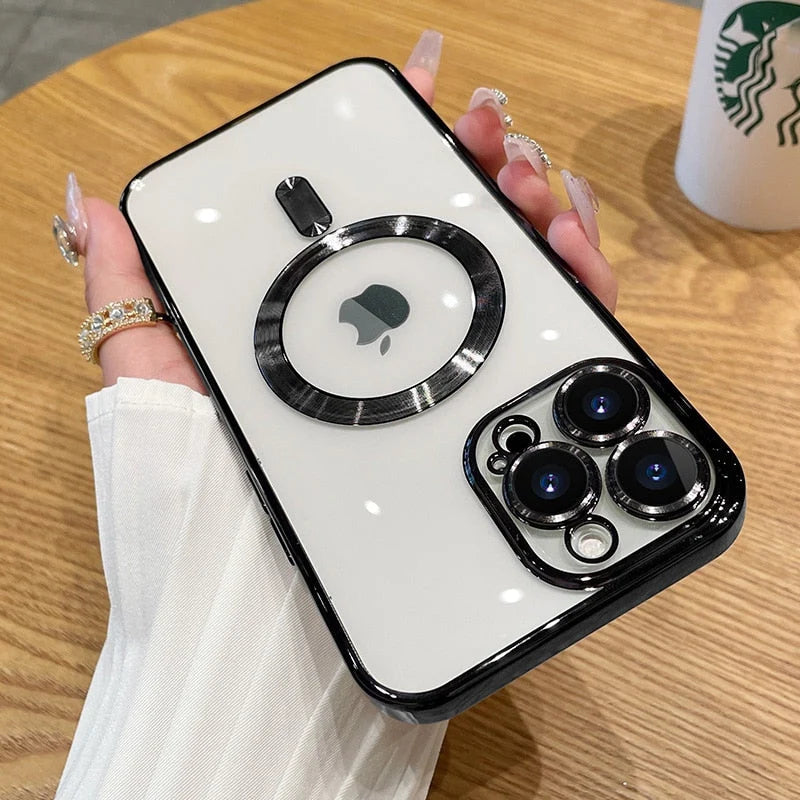 Phone Case Silicone Magnetic Charging Compatible Camera Lens Protection