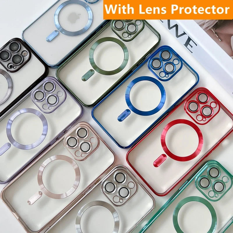 Phone Case Silicone Magnetic Charging Compatible Camera Lens Protection