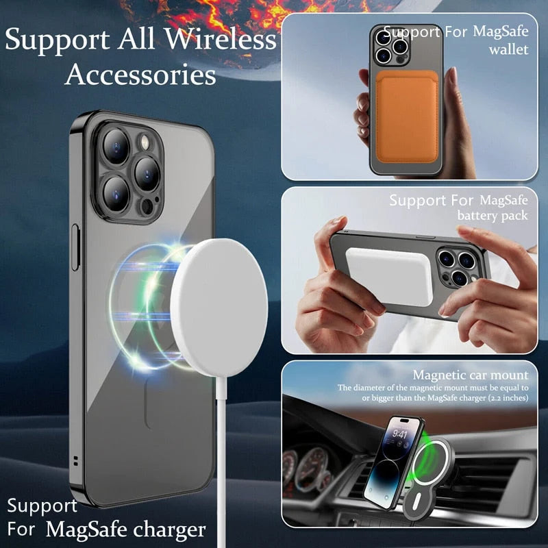 Phone Case Silicone Magnetic Charging Compatible Camera Lens Protection