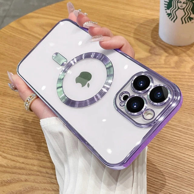 Phone Case Silicone Magnetic Charging Compatible Camera Lens Protection