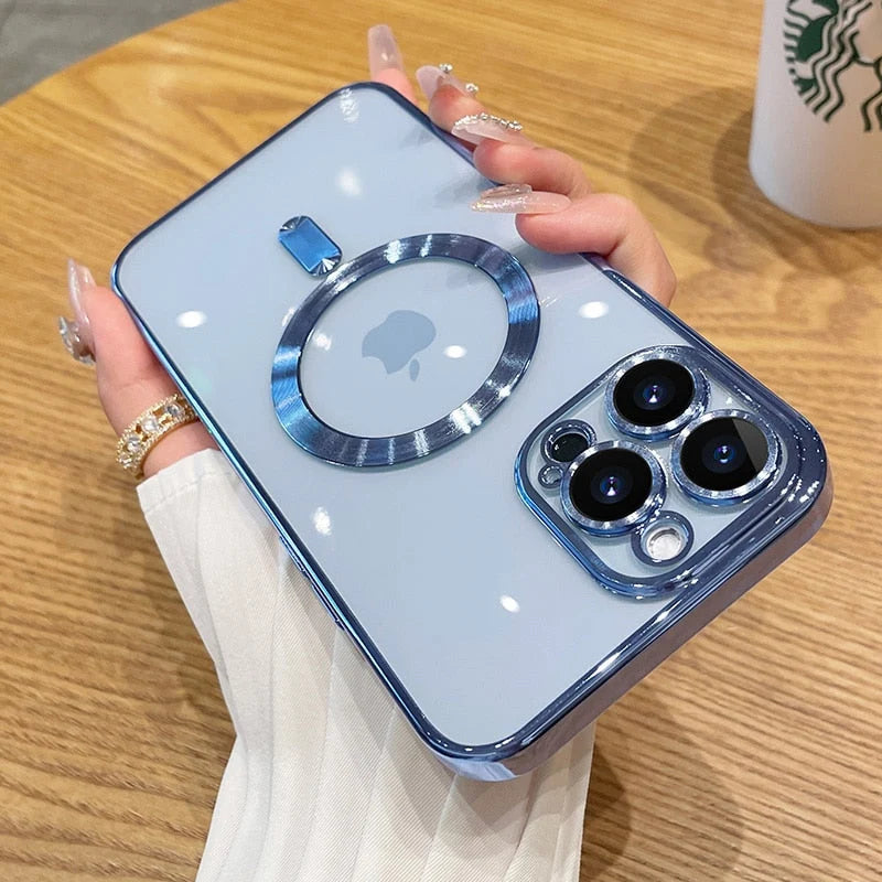 Phone Case Silicone Magnetic Charging Compatible Camera Lens Protection