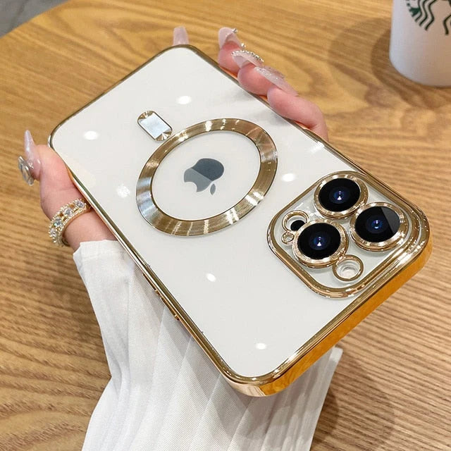 Phone Case Silicone Magnetic Charging Compatible Camera Lens Protection