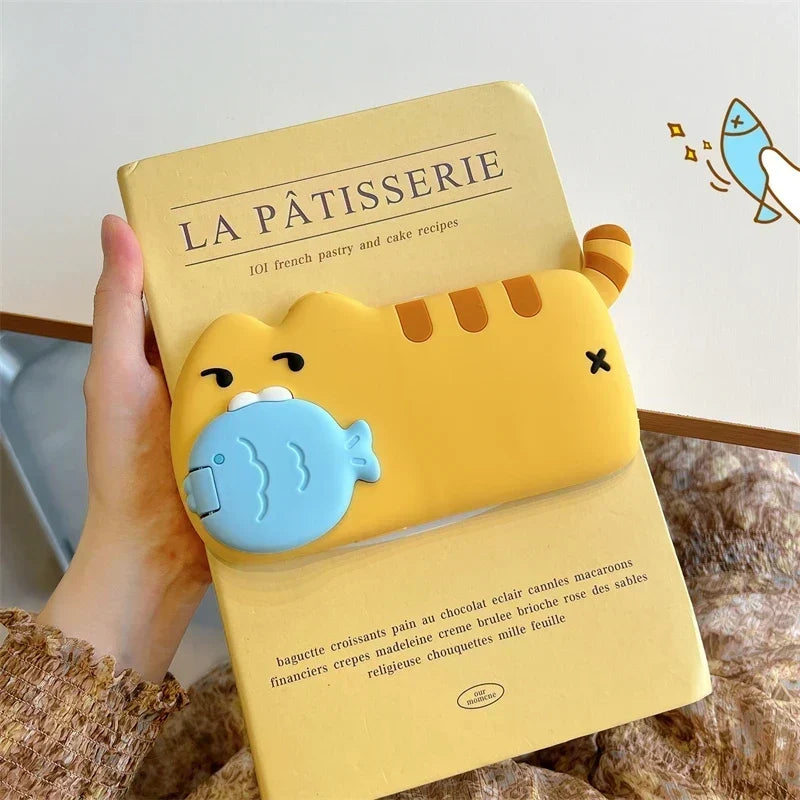 Phone Case Silicone Raised Cat Design With Removable Fish Detail