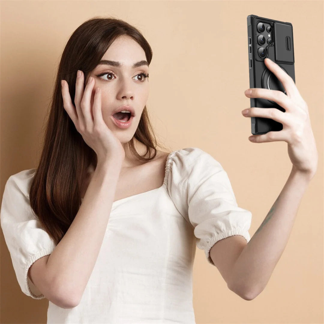 Phone Case Sliding Camera Cover Rotating Ring Stand