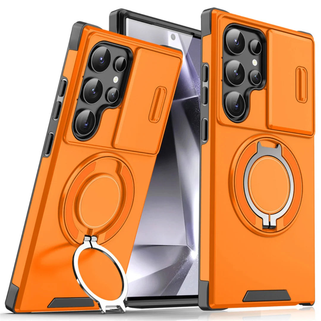 Phone Case Sliding Camera Cover Rotating Ring Stand