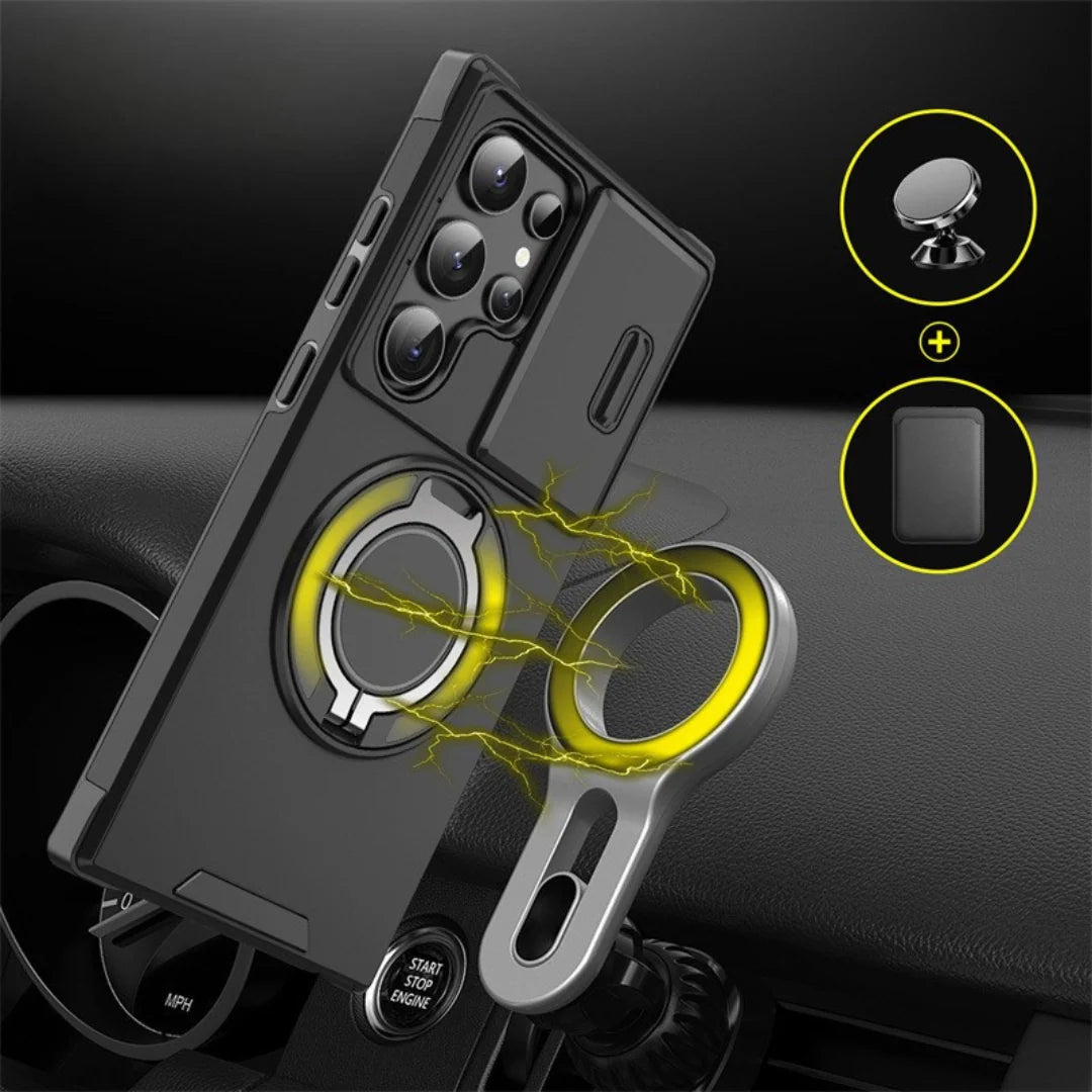 Phone Case Sliding Camera Cover Rotating Ring Stand
