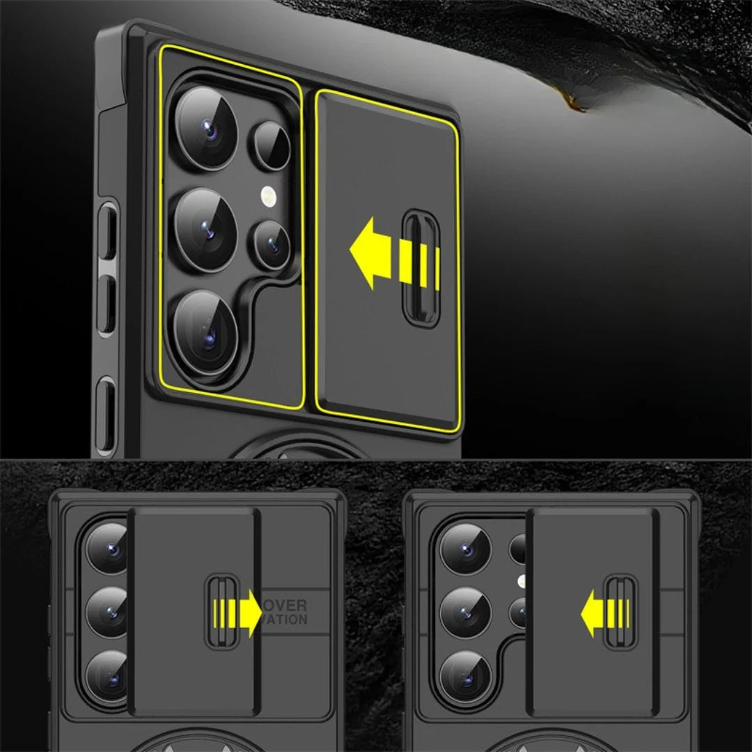 Phone Case Sliding Camera Cover Rotating Ring Stand