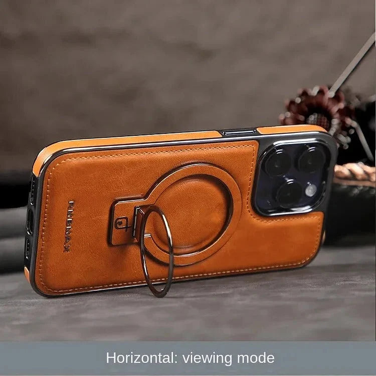 Phone Case Textured Grip Foldable Kickstand & Magnetic Ring