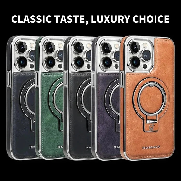 Phone Case Textured Grip Foldable Kickstand & Magnetic Ring