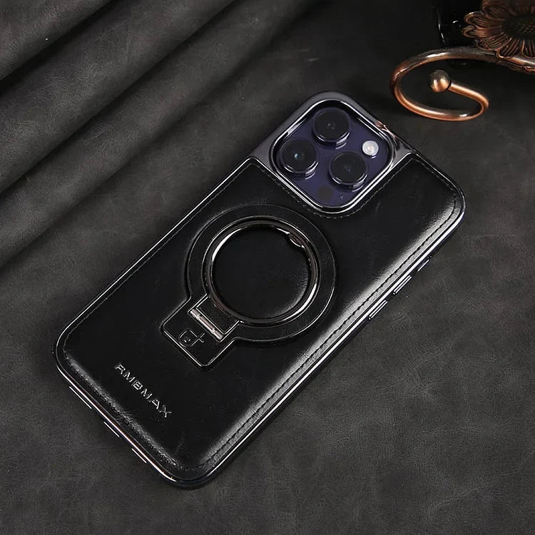 Phone Case Textured Grip Foldable Kickstand & Magnetic Ring