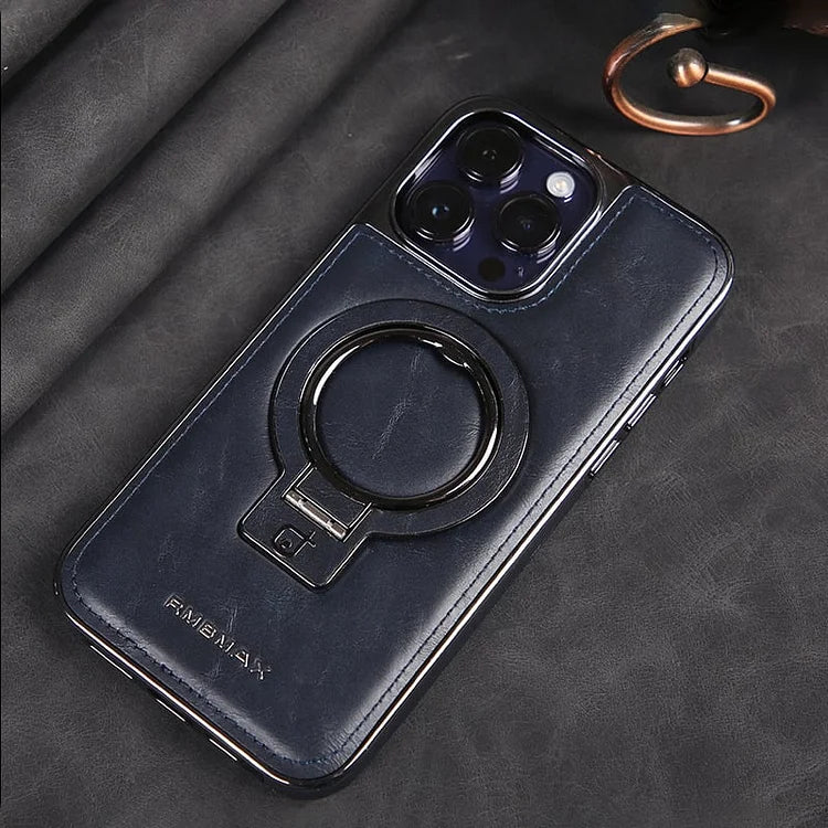 Phone Case Textured Grip Foldable Kickstand & Magnetic Ring